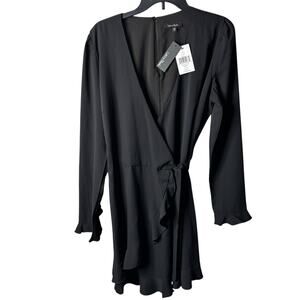 Anthropologie Lea &.Viola Black Wrap Dress NEW Whimsigoth Witchy Classic French